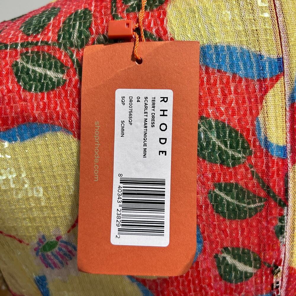 Rhode Size 4 NWT Terry Dress Scarlet Martinique Midi Vacation Boho Sequined - Picture 9 of 10